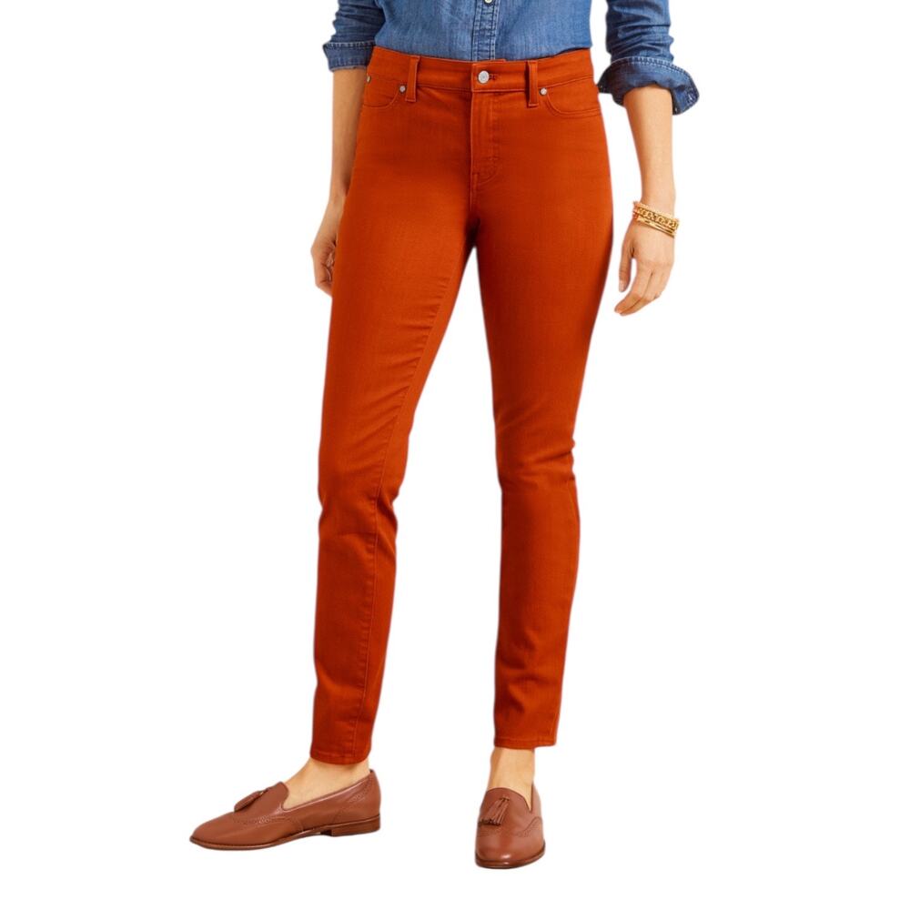 Talbots Slim Ankle Jean 16W Plus Rust Orange Mid Rise Terracotta Stretch Denim